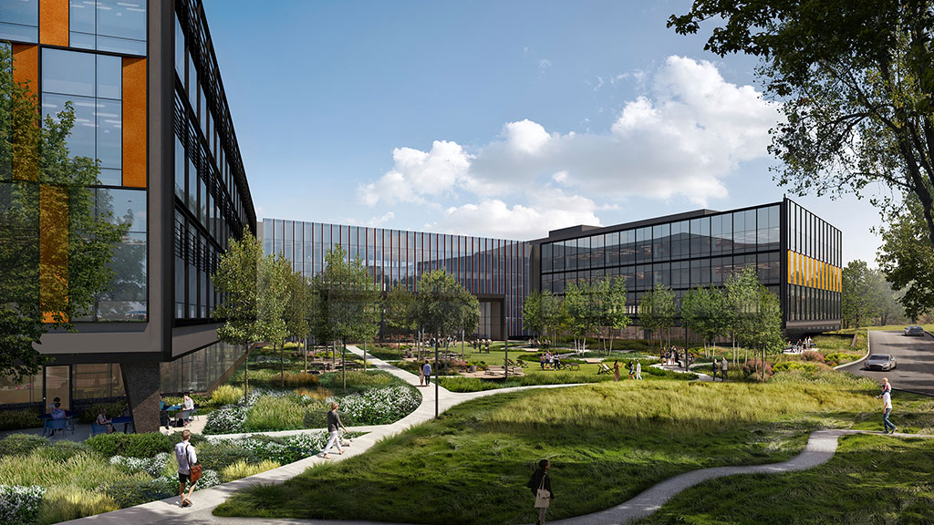 A group of people outside of a building.